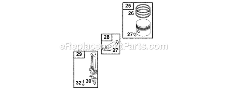 PistonRingsConnecting Rod Diagram and Parts List for  Briggs and Stratton Engine